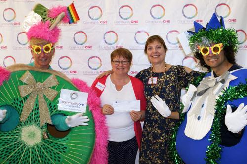 Wendie and Carolyn with their Rainbow Grant for the PFLAG Mississauga Speaker Series